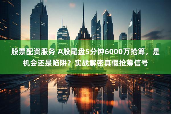 股票配资服务 A股尾盘5分钟6000万抢筹，是机会还是陷阱？实战解密真假抢筹信号